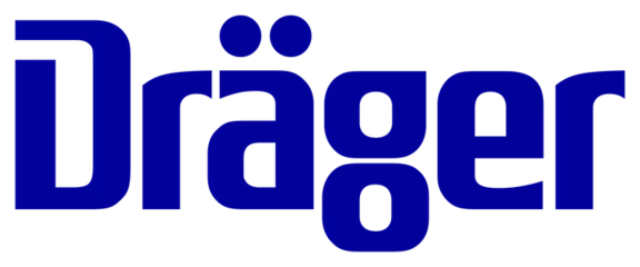 Logo der Firma Dräger Firmenname als Schriftzug in blau